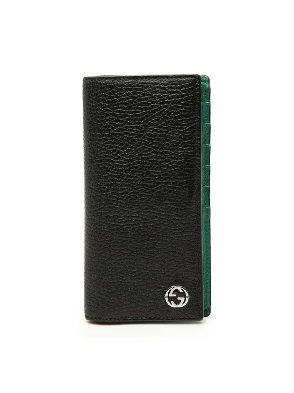Gucci Interlocking Bicolor Wallet Black Green Leather